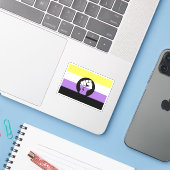 Sticker Fierté non binaire (Ordinateur portable avec iPhone)