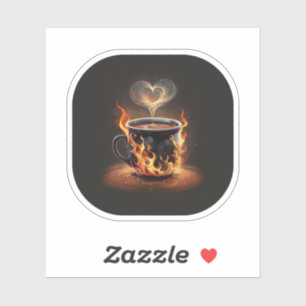Sticker Fiery Christmas Coffee Cup avec Heart Steam Art