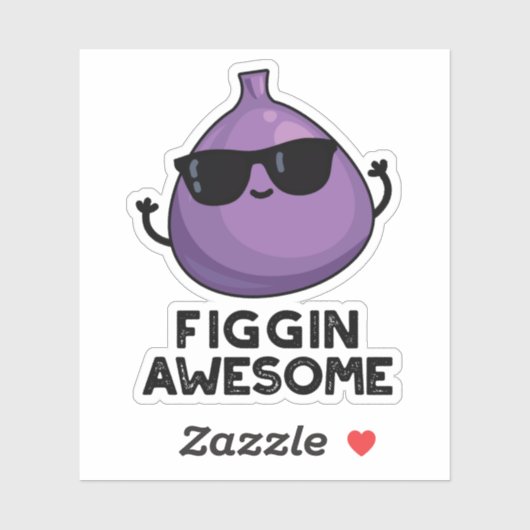 Sticker Figgin Awesome Funky Fruit Fig Pun (Feuille)