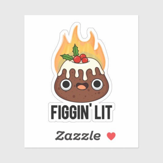 Sticker Figgin Lit Funny Figgy Pudding Pun (Feuille)