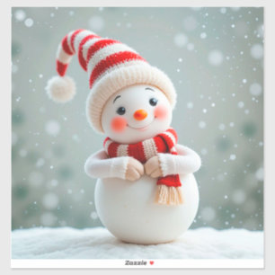 Sticker Figurine de bonhomme de neige joyeux avec chapeau
