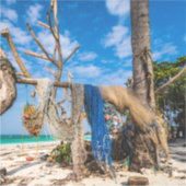 Sticker Filets de pêche séchant sur la plage (Devant)