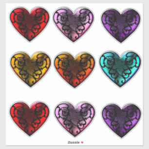 Sticker Filigree Goth Hearts