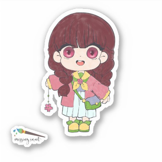 Sticker Fille à fleurs (Devant)