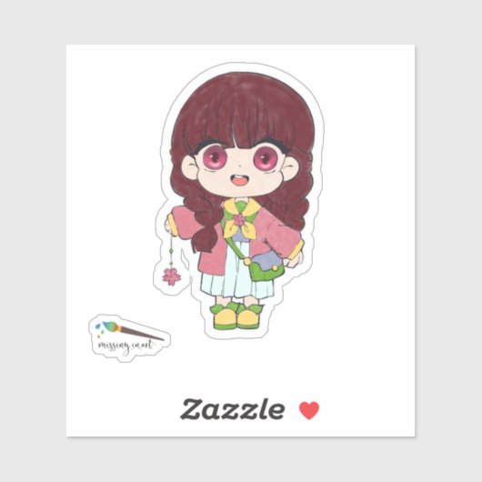 Sticker Fille à fleurs (Feuille)