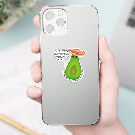 Sticker Fille à l'avocat avec sombrero (Téléphone)