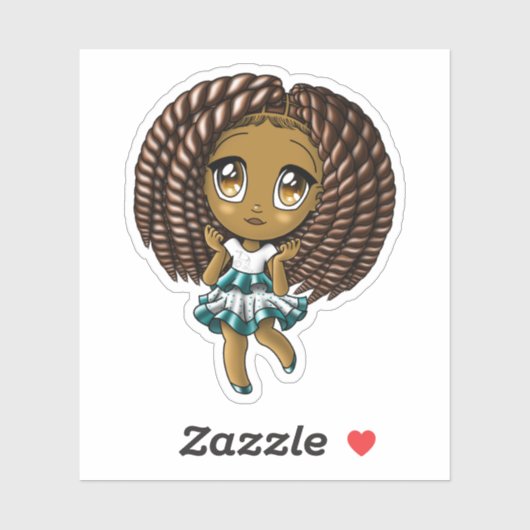 Sticker Fille afro-américaine (Feuille)