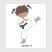 Sticker Fille afro-américaine, fille de karaté, ceinture n (Feuille)