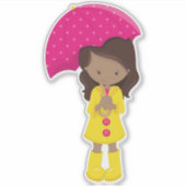 Sticker Fille Afro-Américaine, Fille En Manteau De Pluie, (Devant)