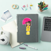 Sticker Fille Afro-Américaine, Fille En Manteau De Pluie, (Couverture iPad)