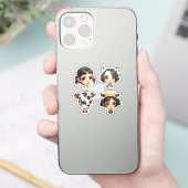 Sticker Fille Amoureux des animaux (Téléphone)