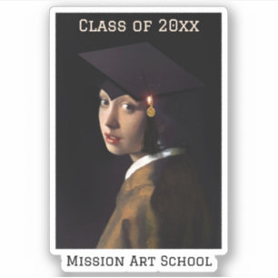 Sticker Fille avec Casquette diplômé