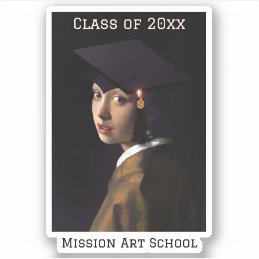 Sticker Fille avec Casquette diplômé (Devant)