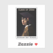 Sticker Fille avec les lunettes Graduation (Feuille)