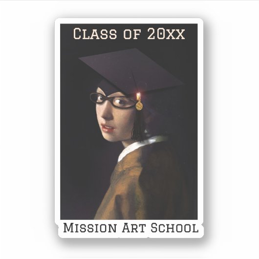Sticker Fille avec les lunettes Graduation (Devant)