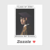 Sticker Fille avec les lunettes Graduation (Feuille)