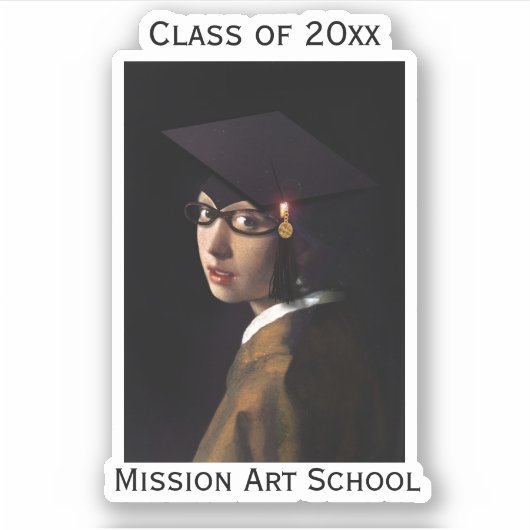 Sticker Fille avec les lunettes Graduation (Devant)