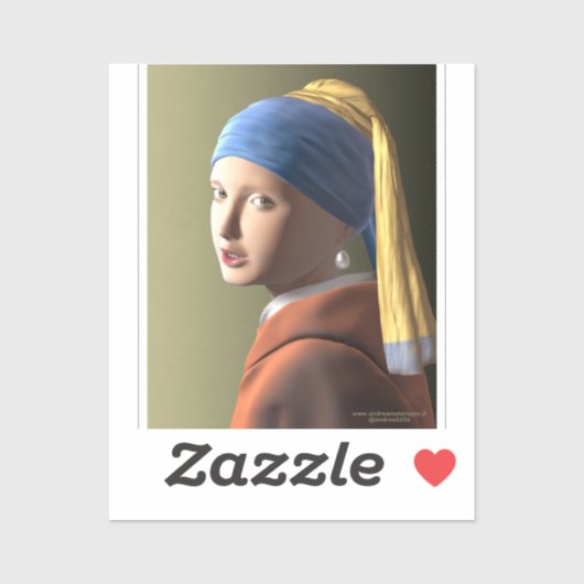 Sticker Fille avec une perle (Feuille)
