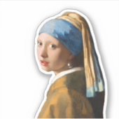 Sticker Fille avec une perle d'oreille Portrait Peinture (Devant)