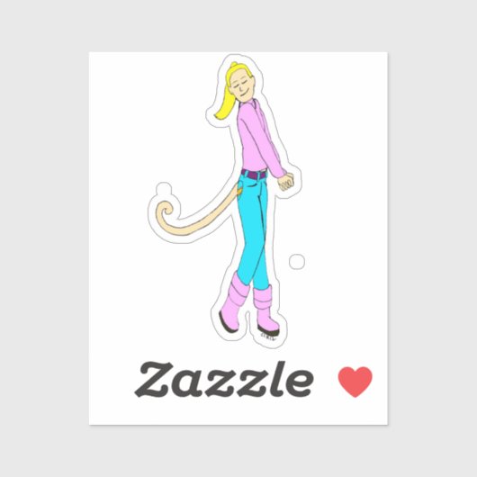 Sticker fille avec une queue (Feuille)