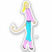 Sticker fille avec une queue (Recto)