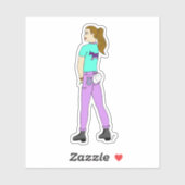 Sticker fille avec une queue de lapin (Feuille)