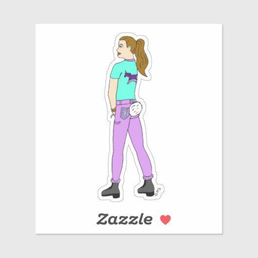 Sticker fille avec une queue de lapin (Feuille)