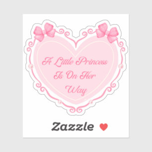 Sticker fille baby shower coeur rose