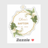 Sticker Fille Baptême Floral Or Calla Lys géométrique (Feuille)