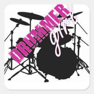 Sticker fille batteur