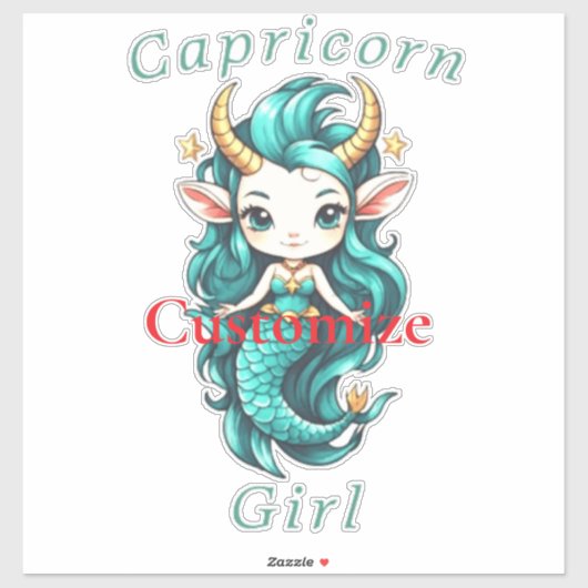 Sticker Fille Capricorne Sirène Thunder_Cove (Feuille)