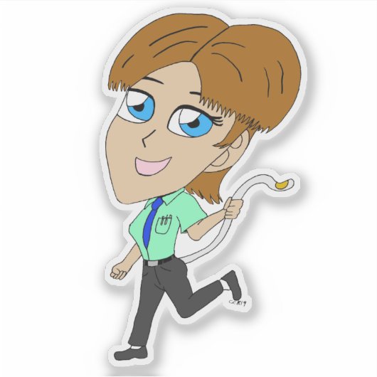 Sticker fille chibi avec une queue     (Devant)