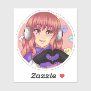 Sticker Fille Coeur de bonbons rose