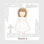 Sticker Fille Communion priant (Feuille)