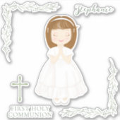 Sticker Fille Communion priant (Devant)