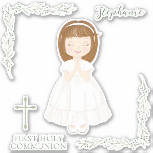 Sticker Fille Communion priant (Devant)