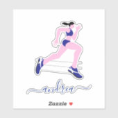 Sticker Fille Coureur Marathon Piste Athlète Nom (Feuille)