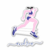 Sticker Fille Coureur Marathon Piste Athlète Nom (Devant)