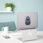 Sticker fille Cyberpunk Techno futuriste (Ordinateur portable sur le bureau)