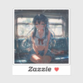 Sticker Fille d'anime dans un train (Feuille)