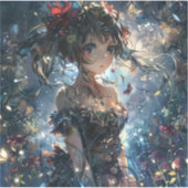Sticker Fille d'anime de fantasy dans un jardin enchanté (Devant)