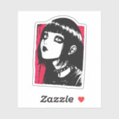 Sticker Fille d'anime d'horreur (Feuille)