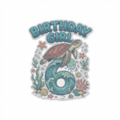 Sticker Fille d'anniversaire 6 Tortue de mer Conception de (Devant)
