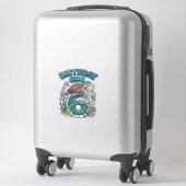 Sticker Fille d'anniversaire 6 Tortue de mer Conception de (Sur valise)