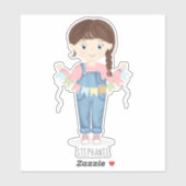 Sticker Fille d'anniversaire dans les salles Brunette (Feuille)