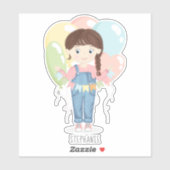 Sticker Fille d'anniversaire dans les salles Brunette (Feuille)
