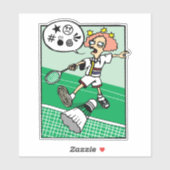 Sticker Fille de badminton jurant (Feuille)
