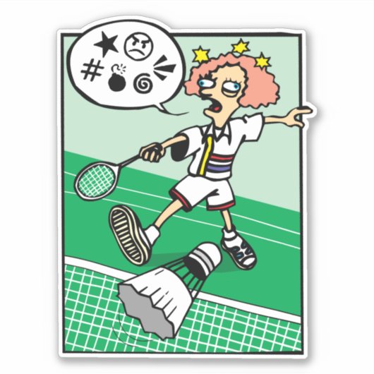 Sticker Fille de badminton jurant (Devant)