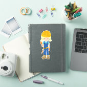 Sticker Fille de construction, Cheveux blonde, Fille migno (Couverture iPad)