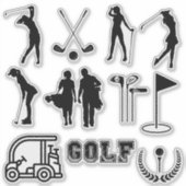 Sticker Fille De Golf Moderne En Noir Et Blanc (Devant)